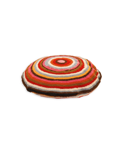 Ylber | round stripe crochet pillow with zip and down inlet