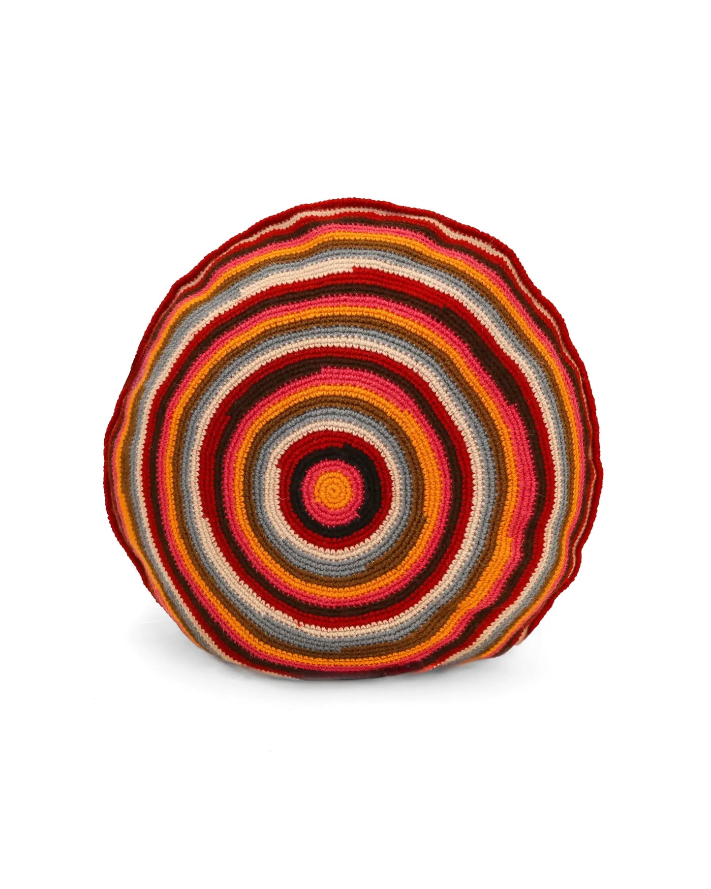 Ylber | round stripe crochet pillow with zip and down inlet