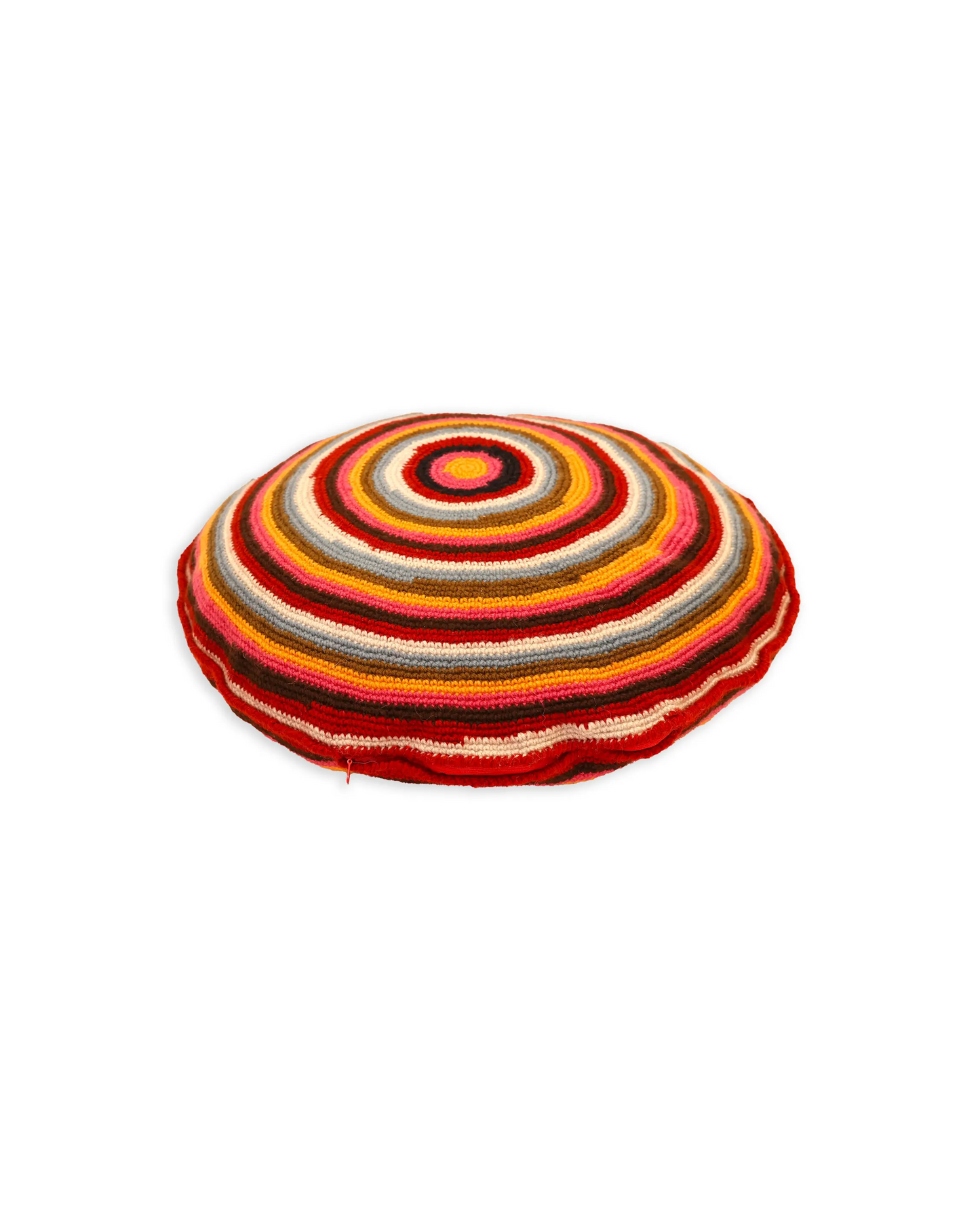 Ylber | round stripe crochet pillow with zip and down inlet