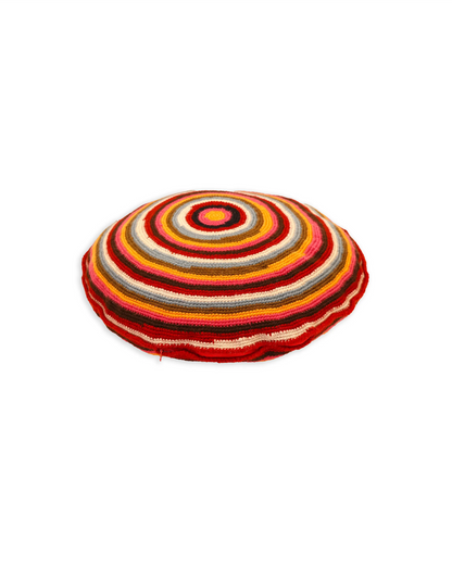 Ylber | round stripe crochet pillow with zip and down inlet