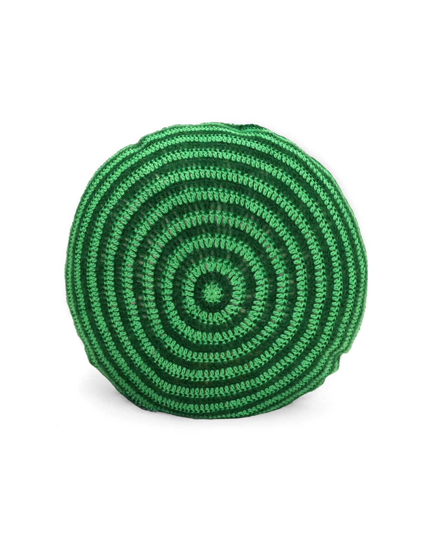 Mal | round bi-color stripe crochet pillow with down inlet
