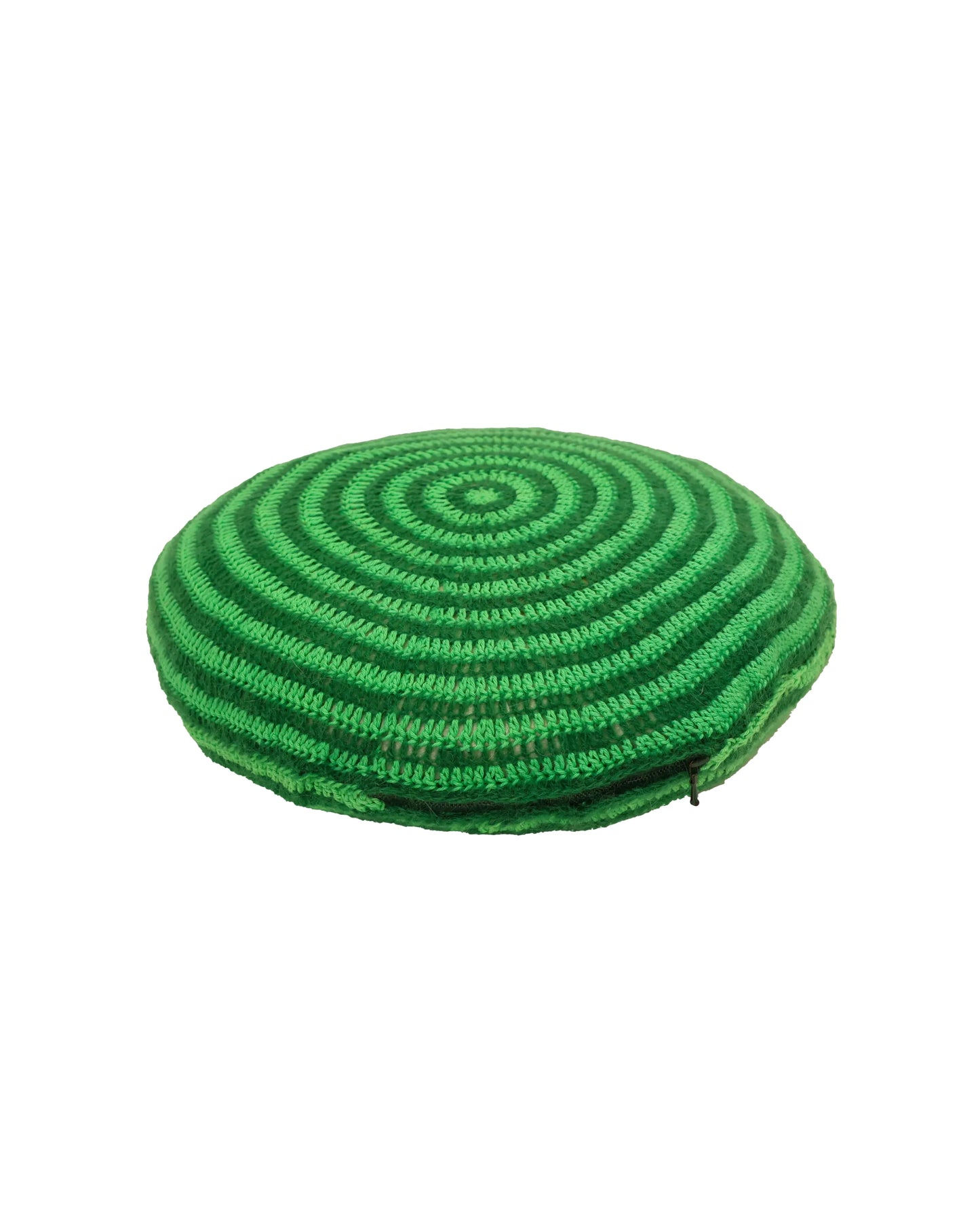 Mal | round bi-color stripe crochet pillow with down inlet