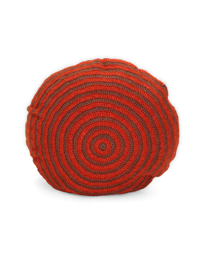 Mal | round bi-color stripe crochet pillow with down inlet