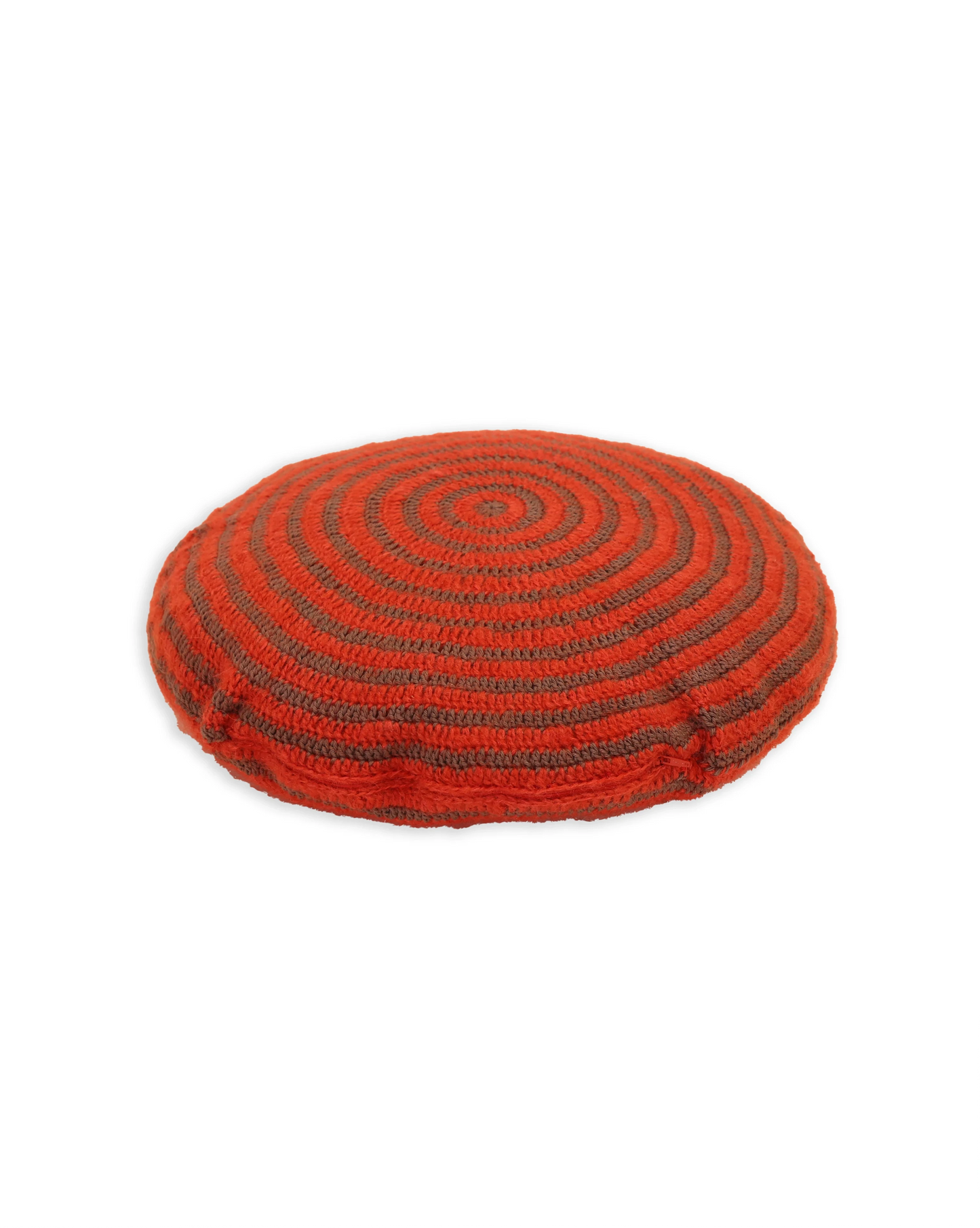 Mal | round bi-color stripe crochet pillow with down inlet