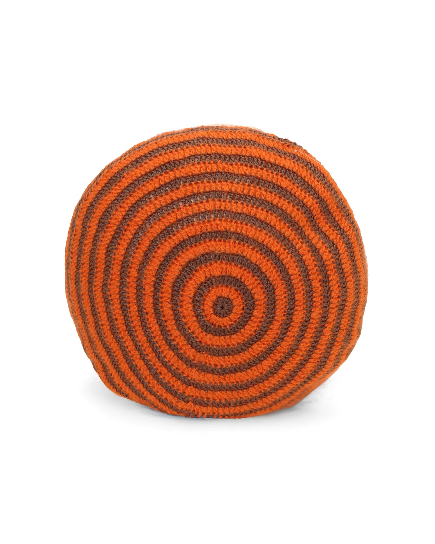 Mal | round bi-color stripe crochet pillow with down inlet