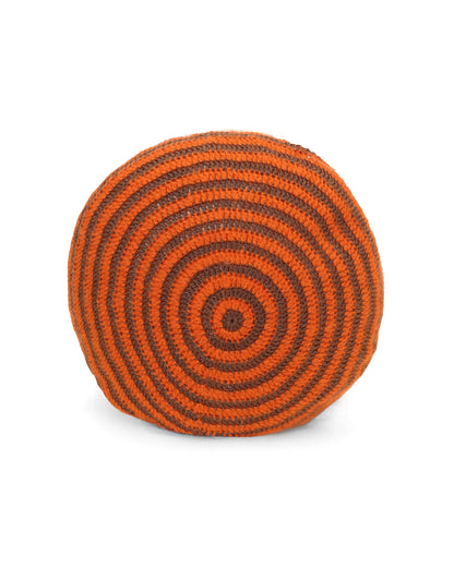 Mal | round bi-color stripe crochet pillow with down inlet