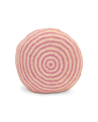 Mal | round bi-color stripe crochet pillow with down inlet