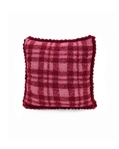 Sokol | tartan crochet pillow with matching buttons and down inlet