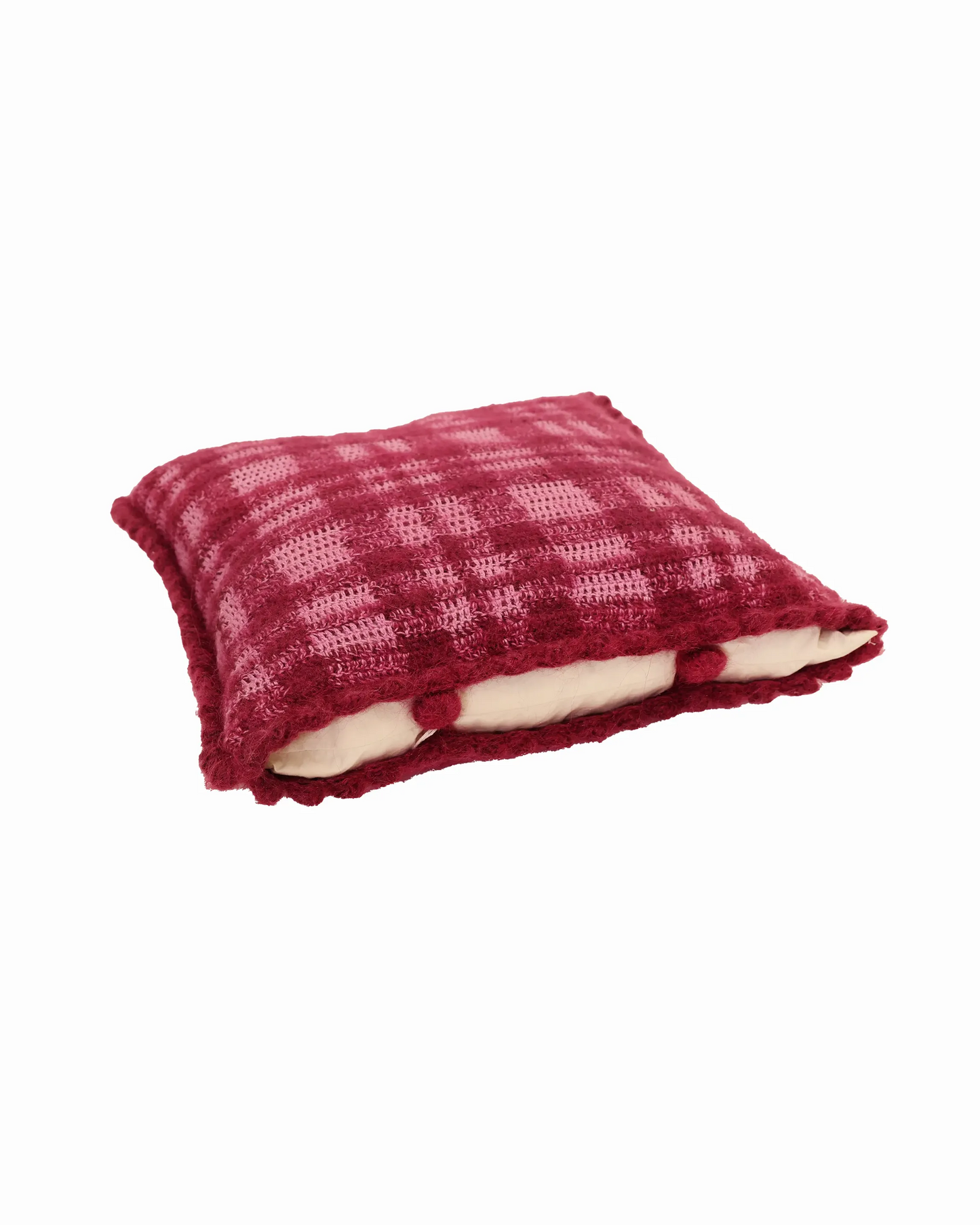 Sokol | tartan crochet pillow with matching buttons and down inlet
