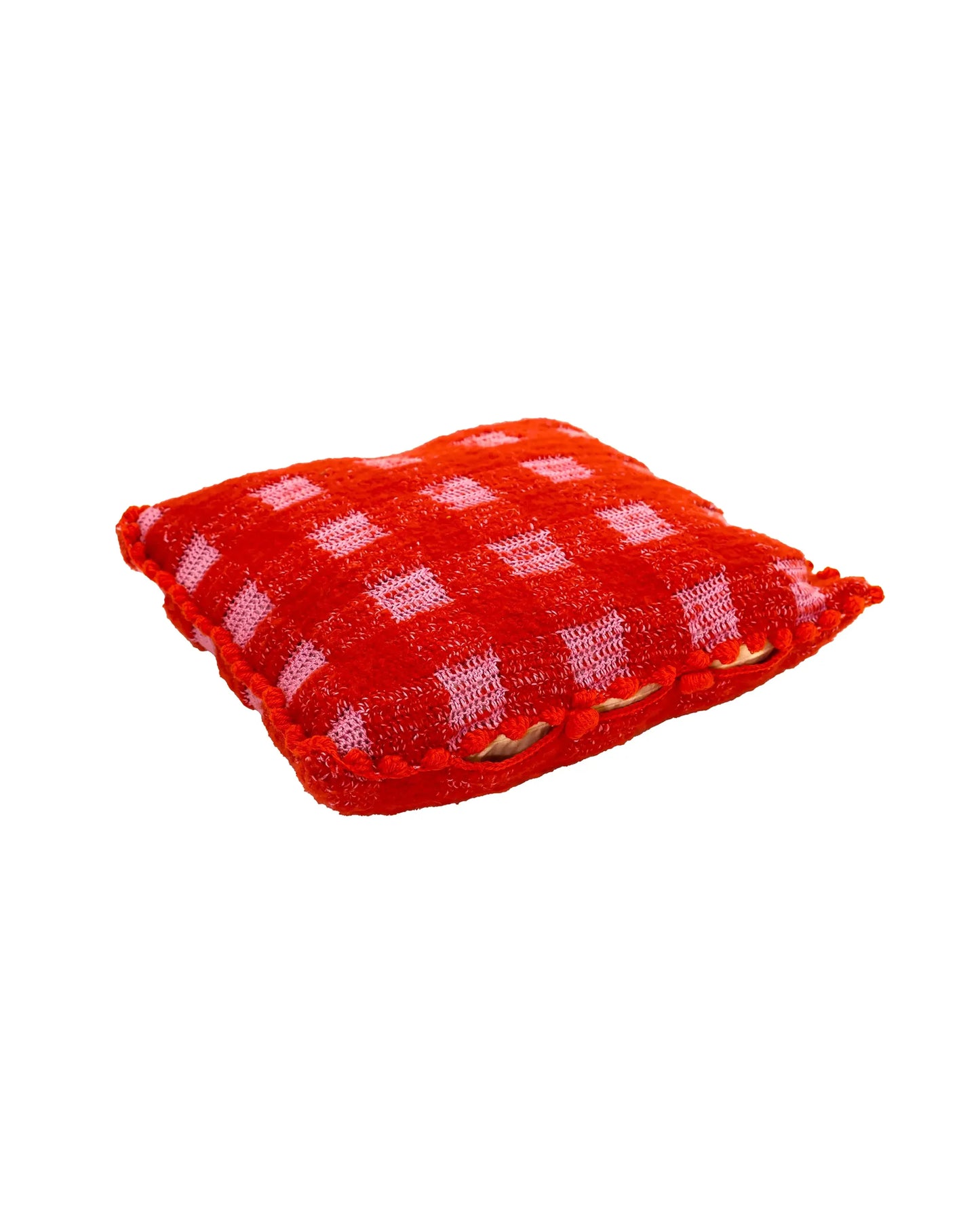 Rrok |  vichy crochet pillow with matching buttons and down inlet