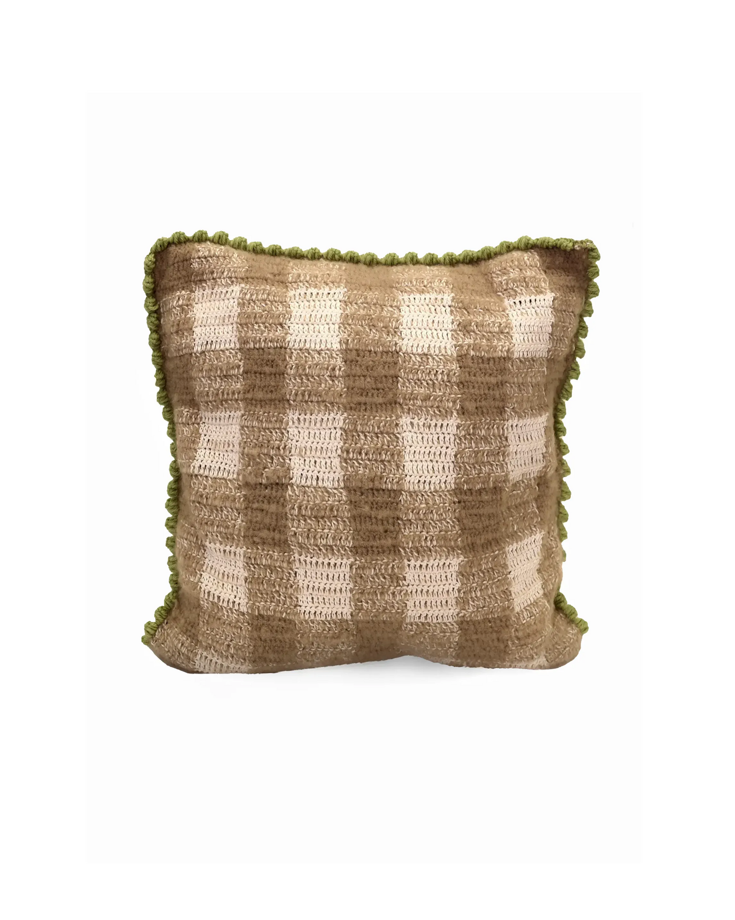 Rrok | vichy crochet pillow with matching buttons and down inlet