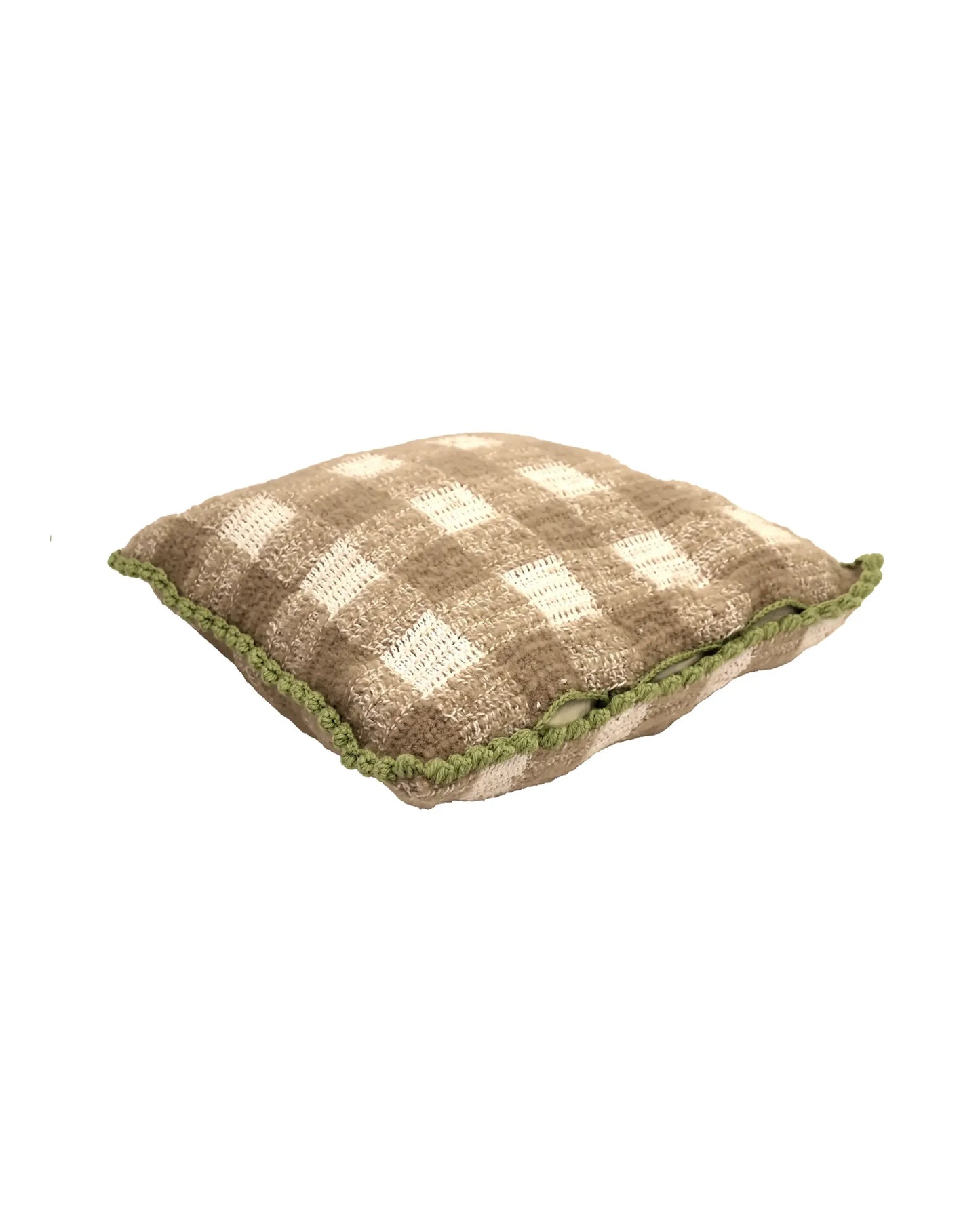 Rrok | vichy crochet pillow with matching buttons and down inlet