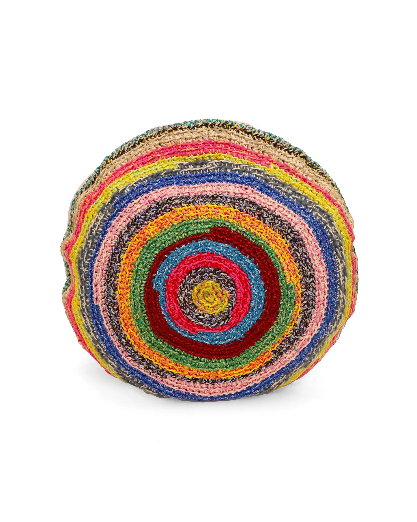 Ylber | round stripe crochet yoga pillow filled with millet