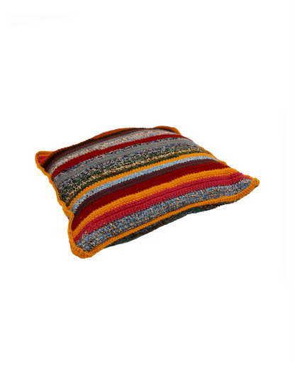 Dren | stripe crochet pillow with zip and down inlet