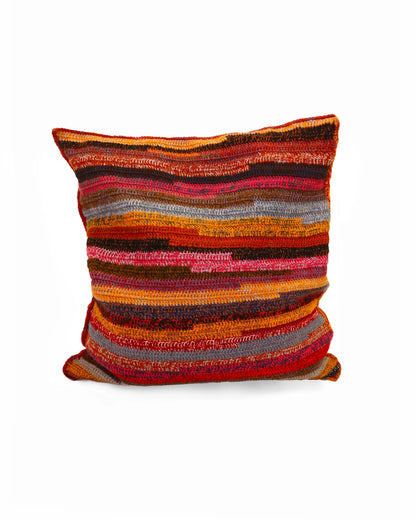 Dren | stripe crochet pillow with zip and down inlet