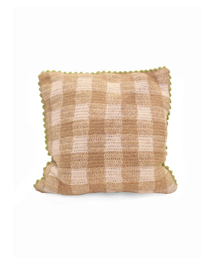 Rrok | vichy crochet pillow with matching buttons and down inlet
