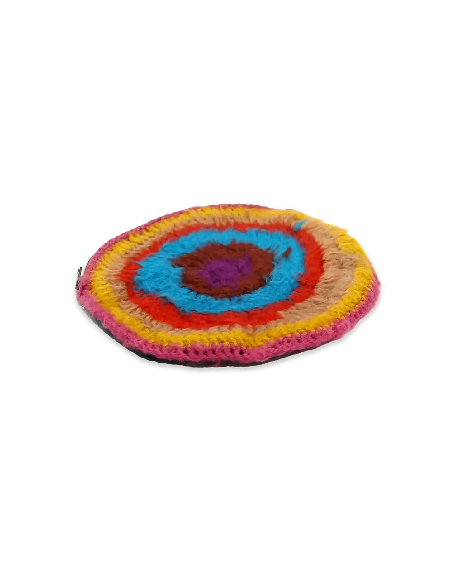 Adelina | round stripe brushed crochet clutch with zip