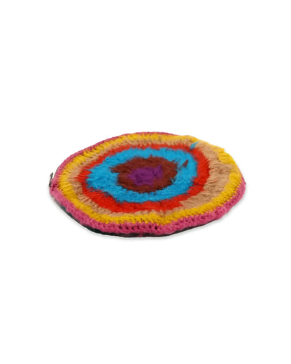 Adelina | round stripe brushed crochet clutch with zip