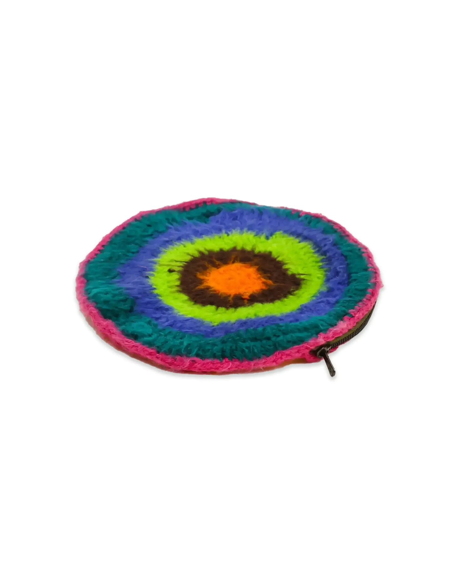 Adelina | round stripe brushed crochet clutch with zip