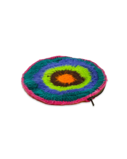 Adelina | round stripe brushed crochet clutch with zip