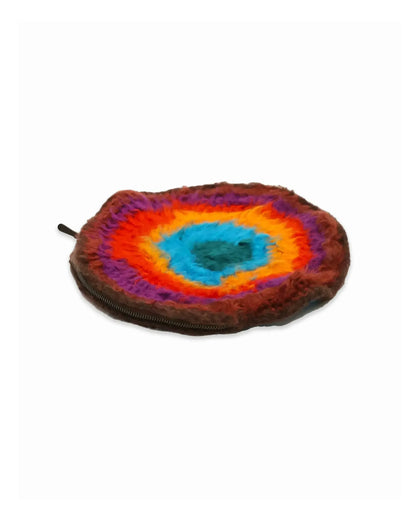 Adelina  | round stripe brushed crochet clutch with zip