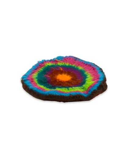 Adelina  | round stripe brushed crochet clutch with zip