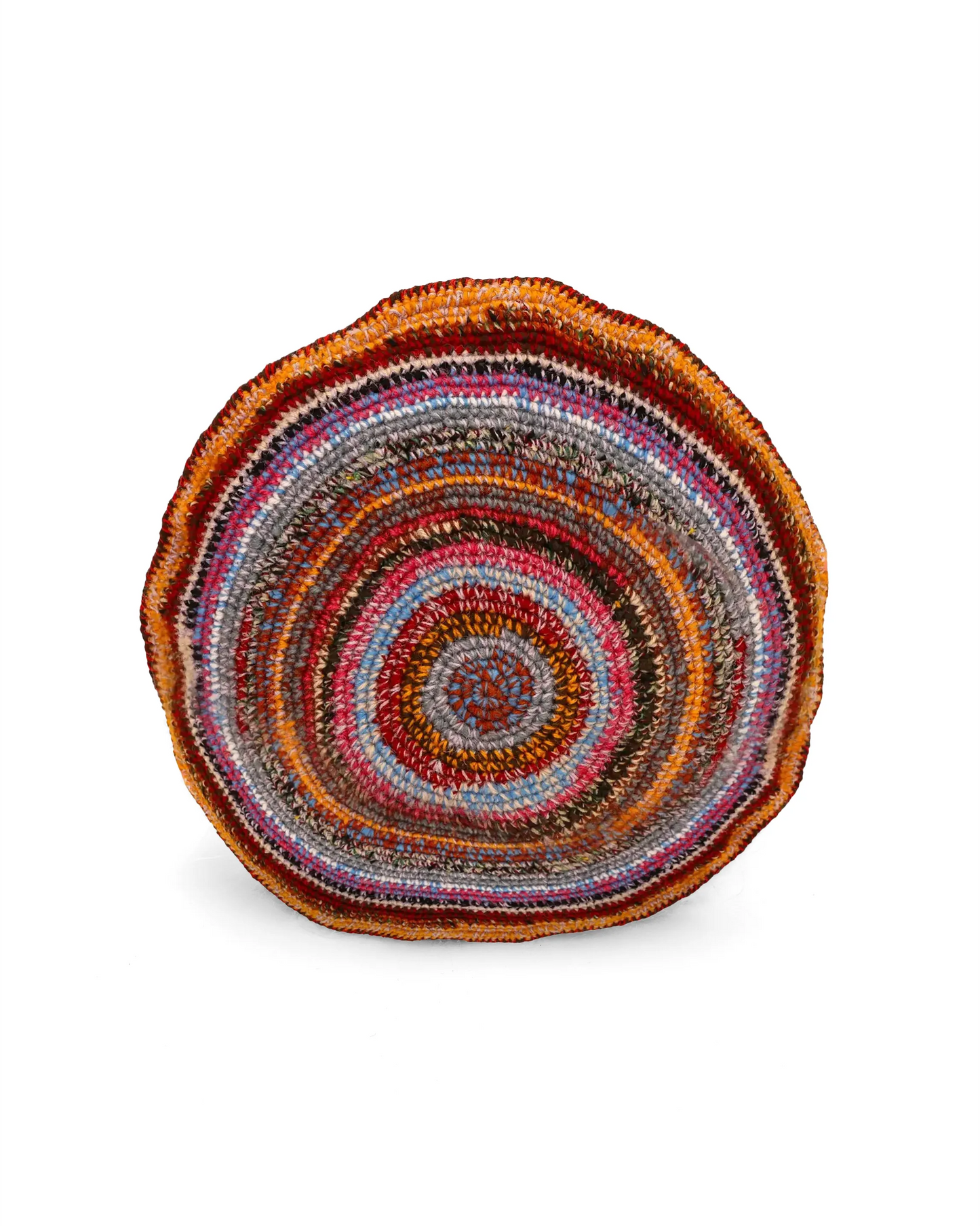 Ylber | round stripe crochet pillow with zip and down inlet