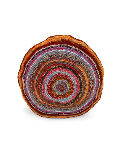 Ylber | round stripe crochet pillow with zip and down inlet