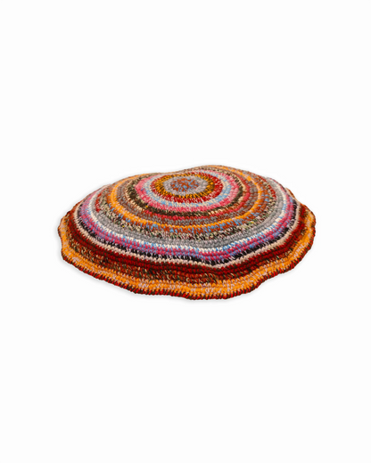 Ylber | round stripe crochet pillow with zip and down inlet