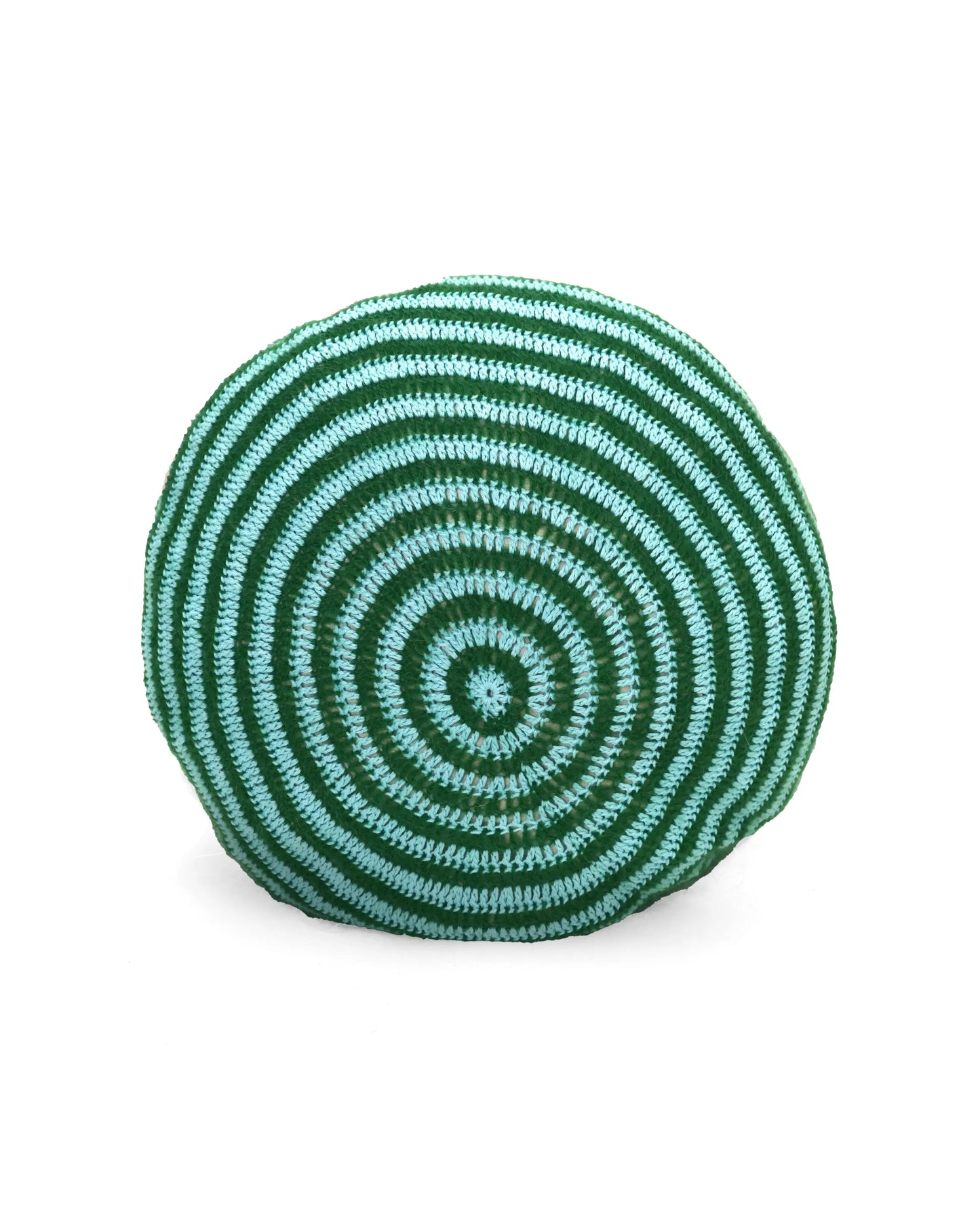 Mal | round bi-color stripe crochet pillow with down inlet