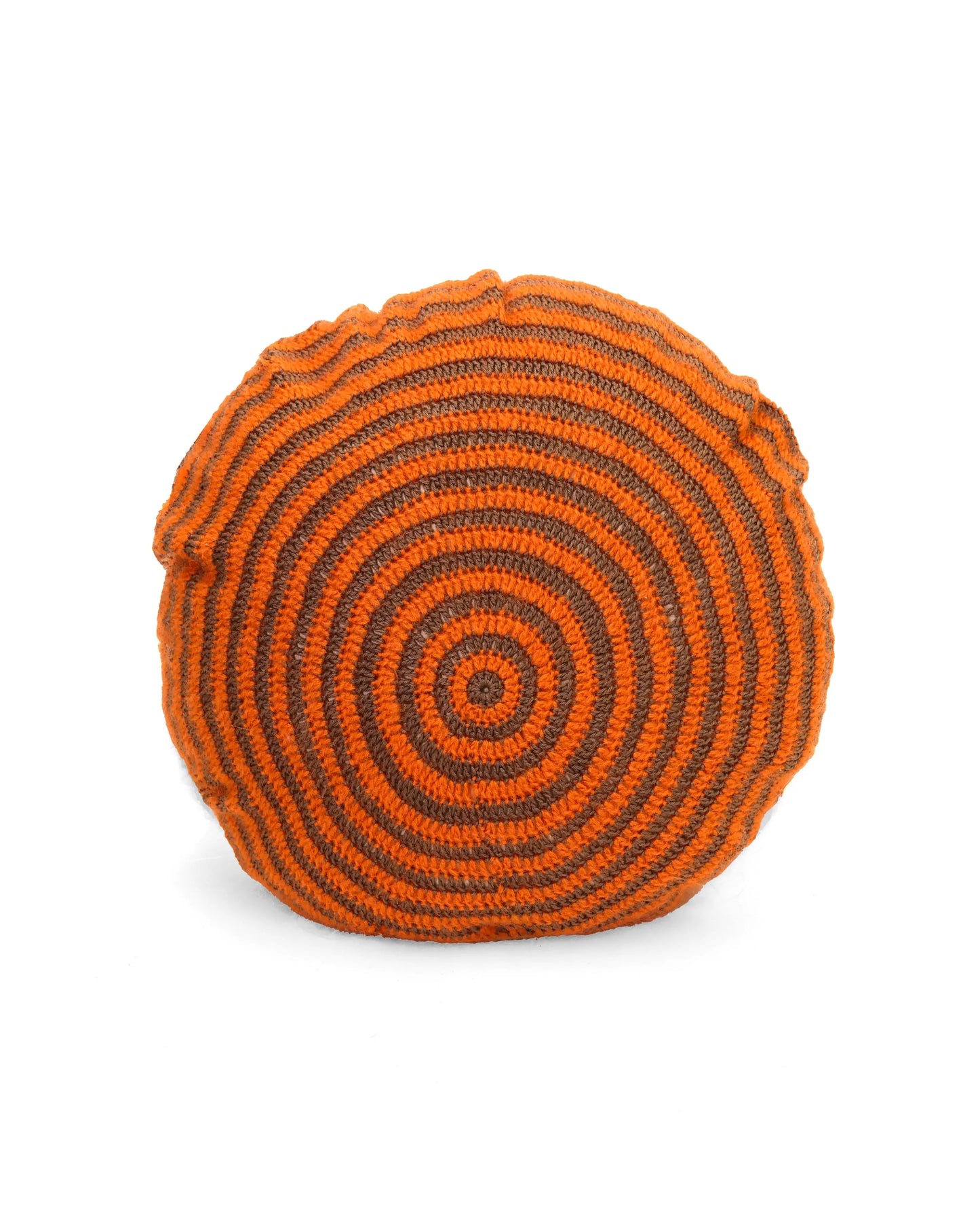 Mal | round bi-color stripe crochet pillow with down inlet