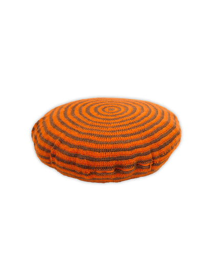 Mal | round bi-color stripe crochet pillow with down inlet