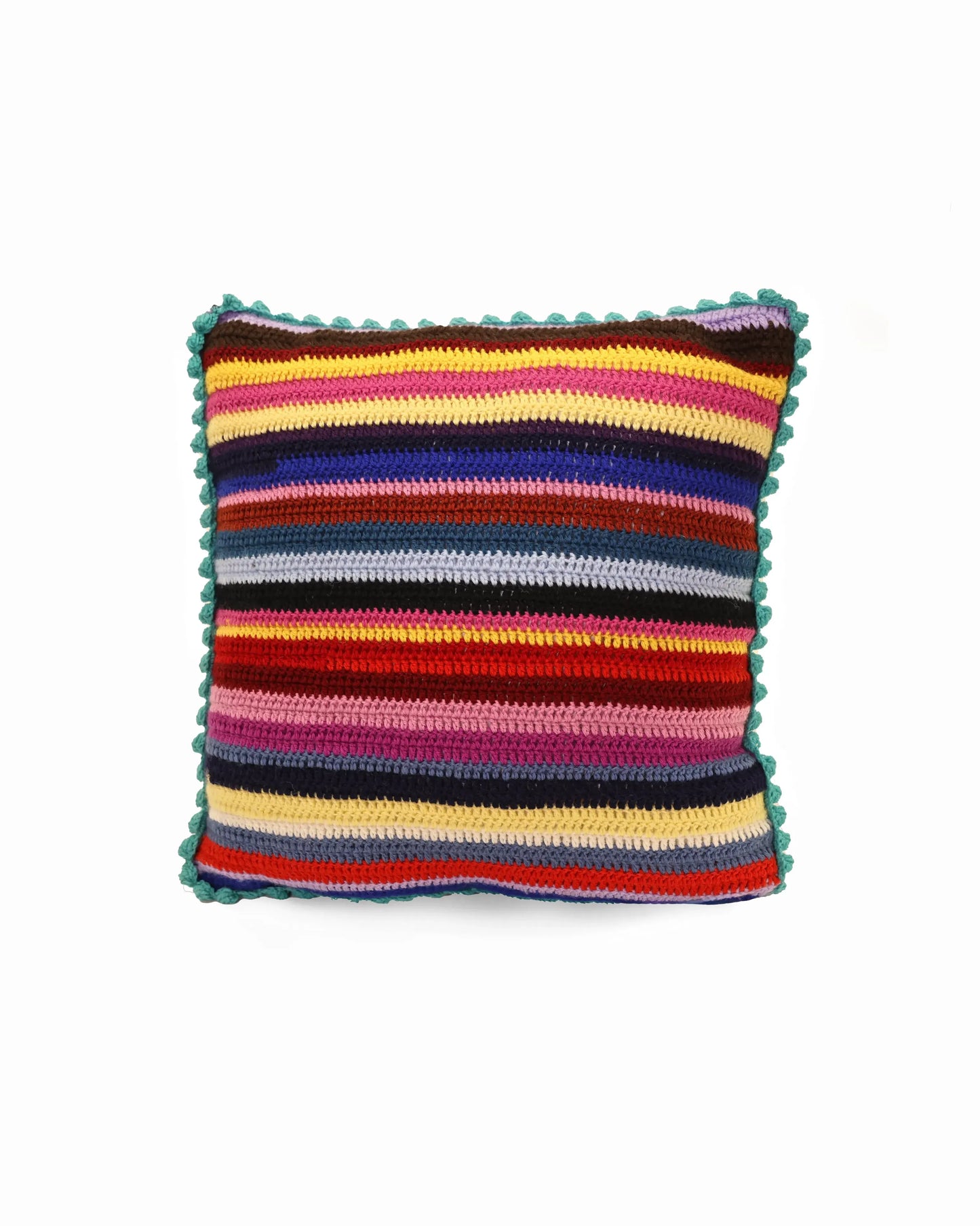Shpat | stripe crochet pillow with with matching buttons and polyester antibacterial inlet