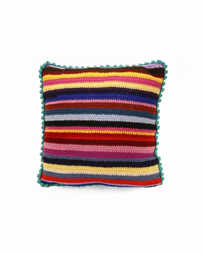 Shpat | stripe crochet pillow with with matching buttons and polyester antibacterial inlet