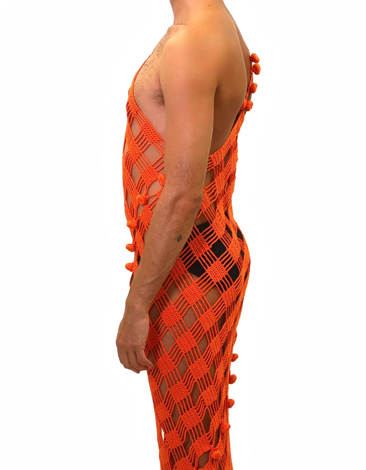 Vilma | modular oblong vichy crochet dress with matching crochet buttons