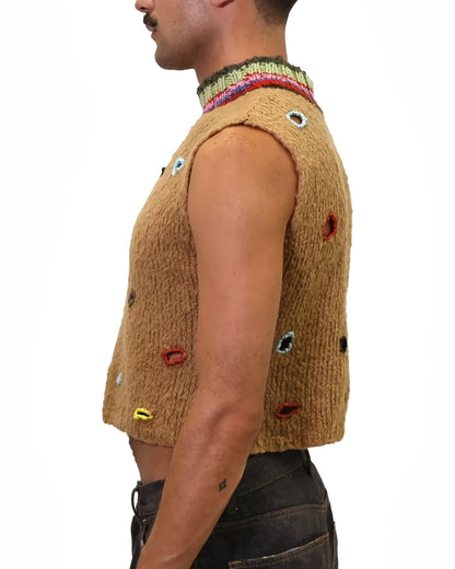 Teuta | fluffy knit turtle top with embroidered holes