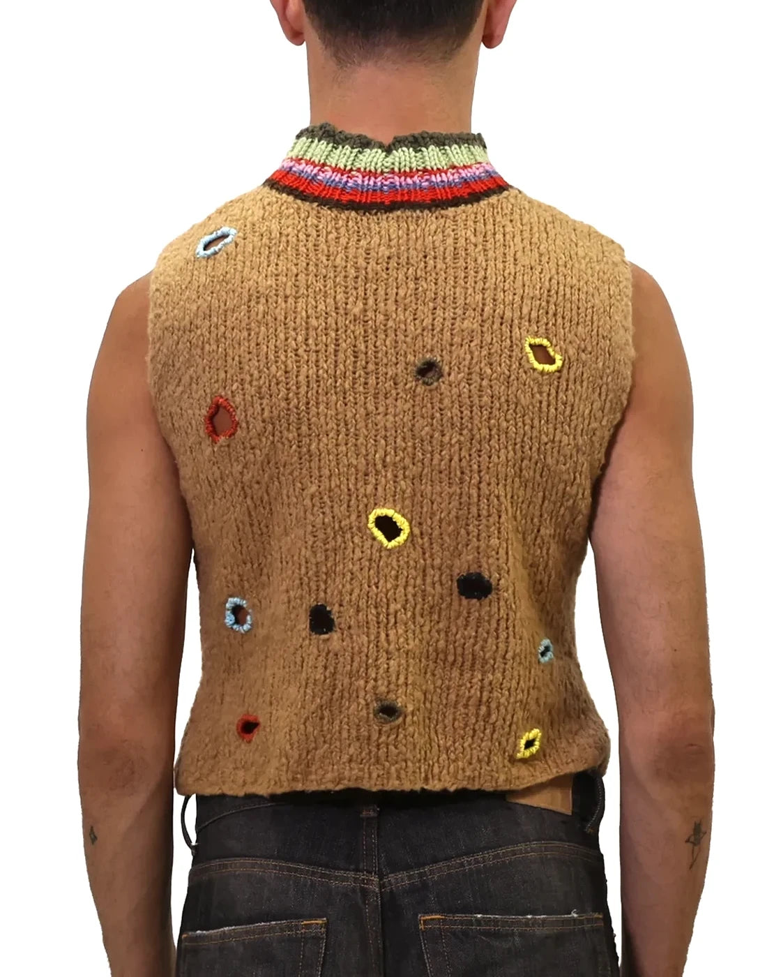 Teuta | fluffy knit turtle top with embroidered holes