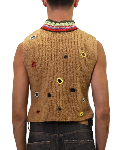 Teuta | fluffy knit turtle top with embroidered holes
