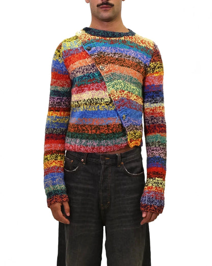 Agnesa | diagonal plain knit cardigan with various buttons