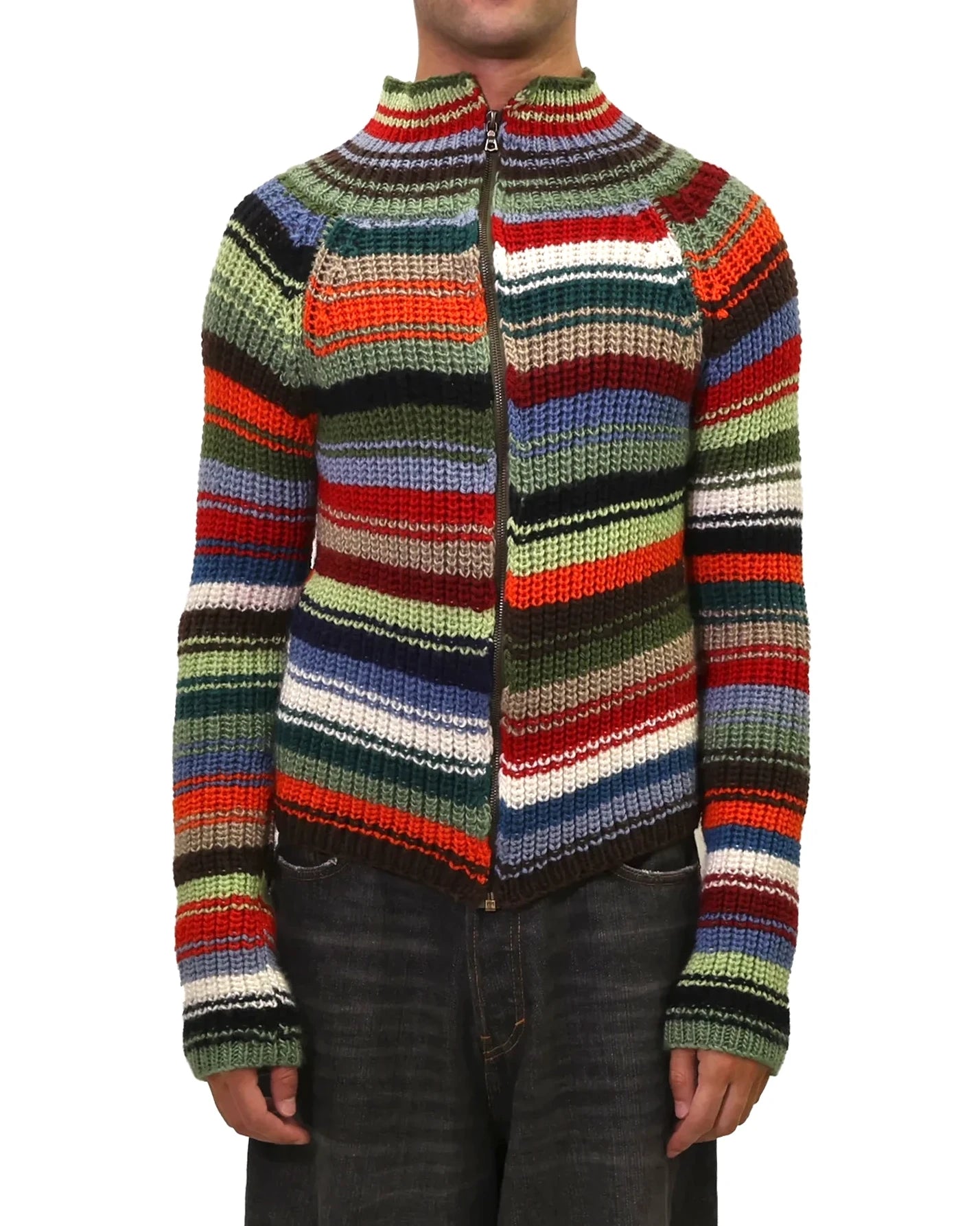 Shpresa | turtle rib stripe knit cardigan with zip