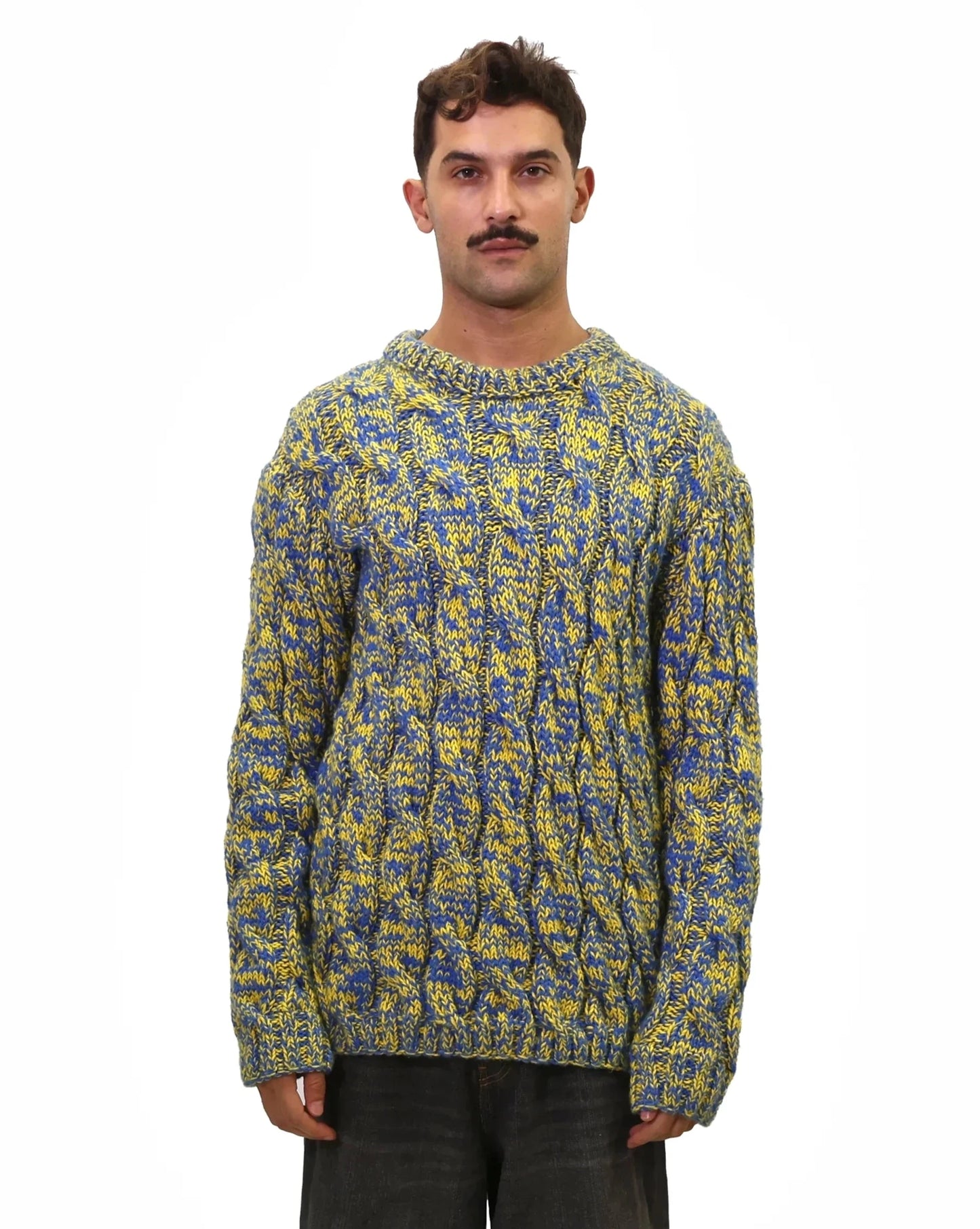 Drenushe | mélange cable knit crew neck jumper