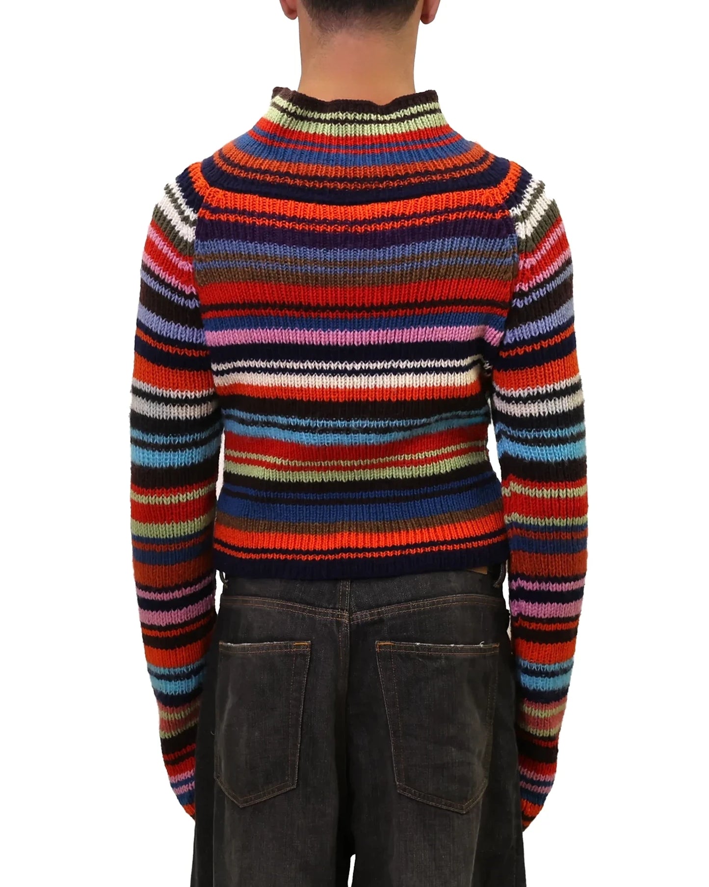 Rina | stripe rib knit cardigan with pearl buttons