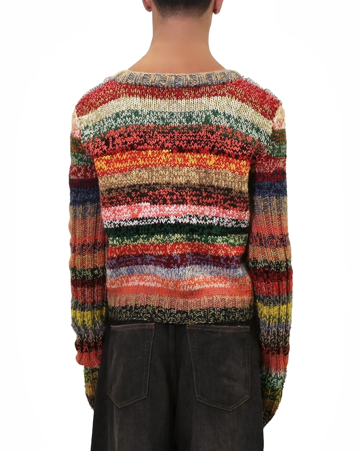 Ganimete | stripe knit cardigan with zip and wide neckline