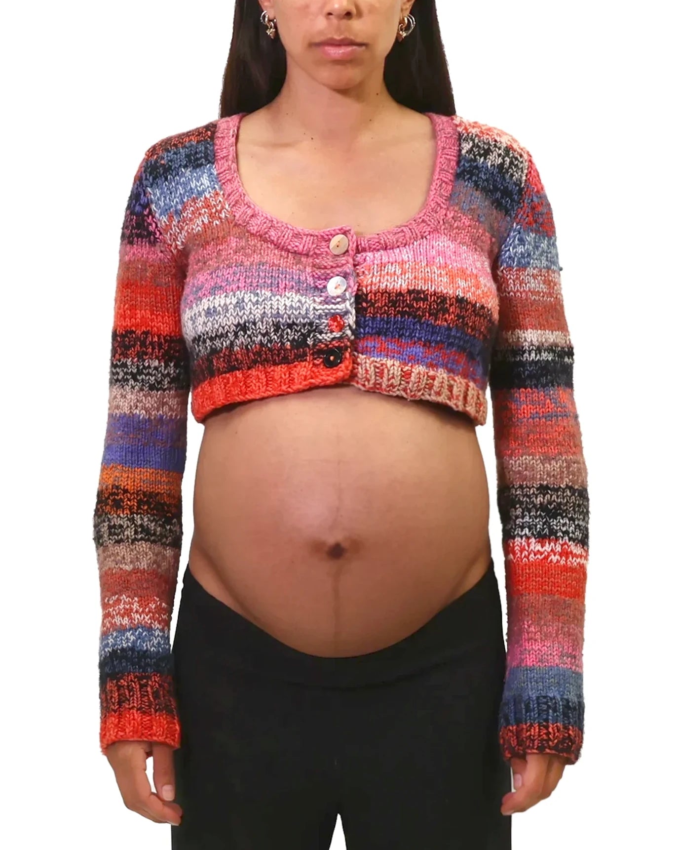 Yllka | cropped stripe plain knit cardigan with various buttons