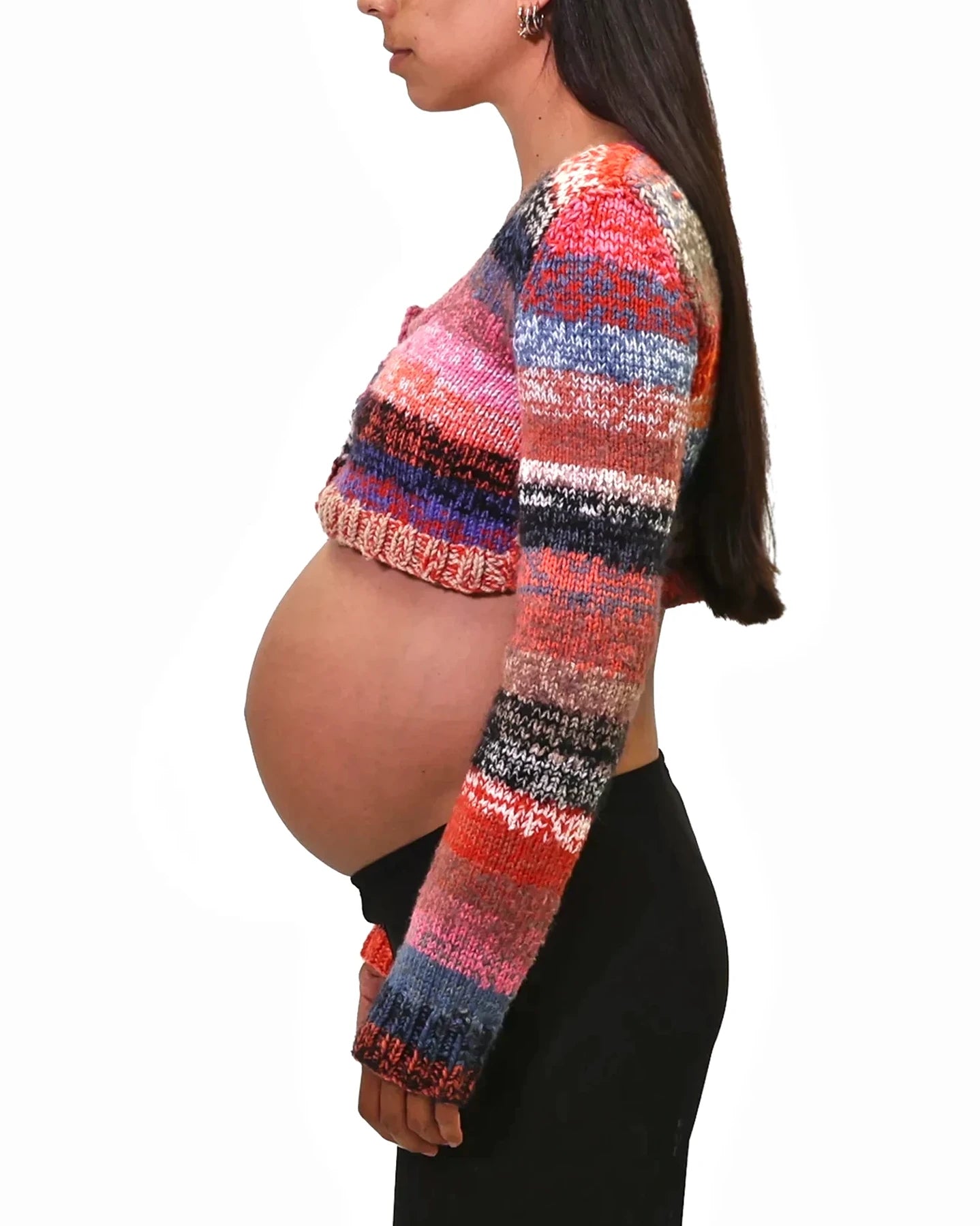 Yllka | cropped stripe plain knit cardigan with various buttons