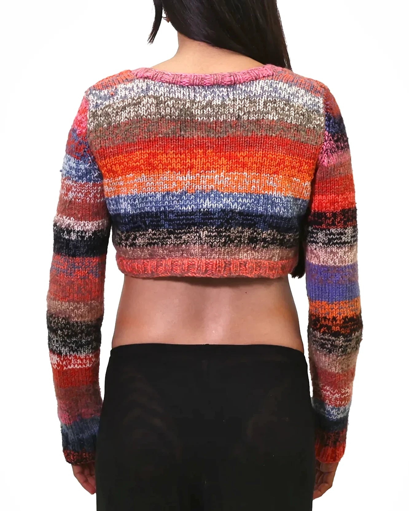 Yllka | cropped stripe plain knit cardigan with various buttons