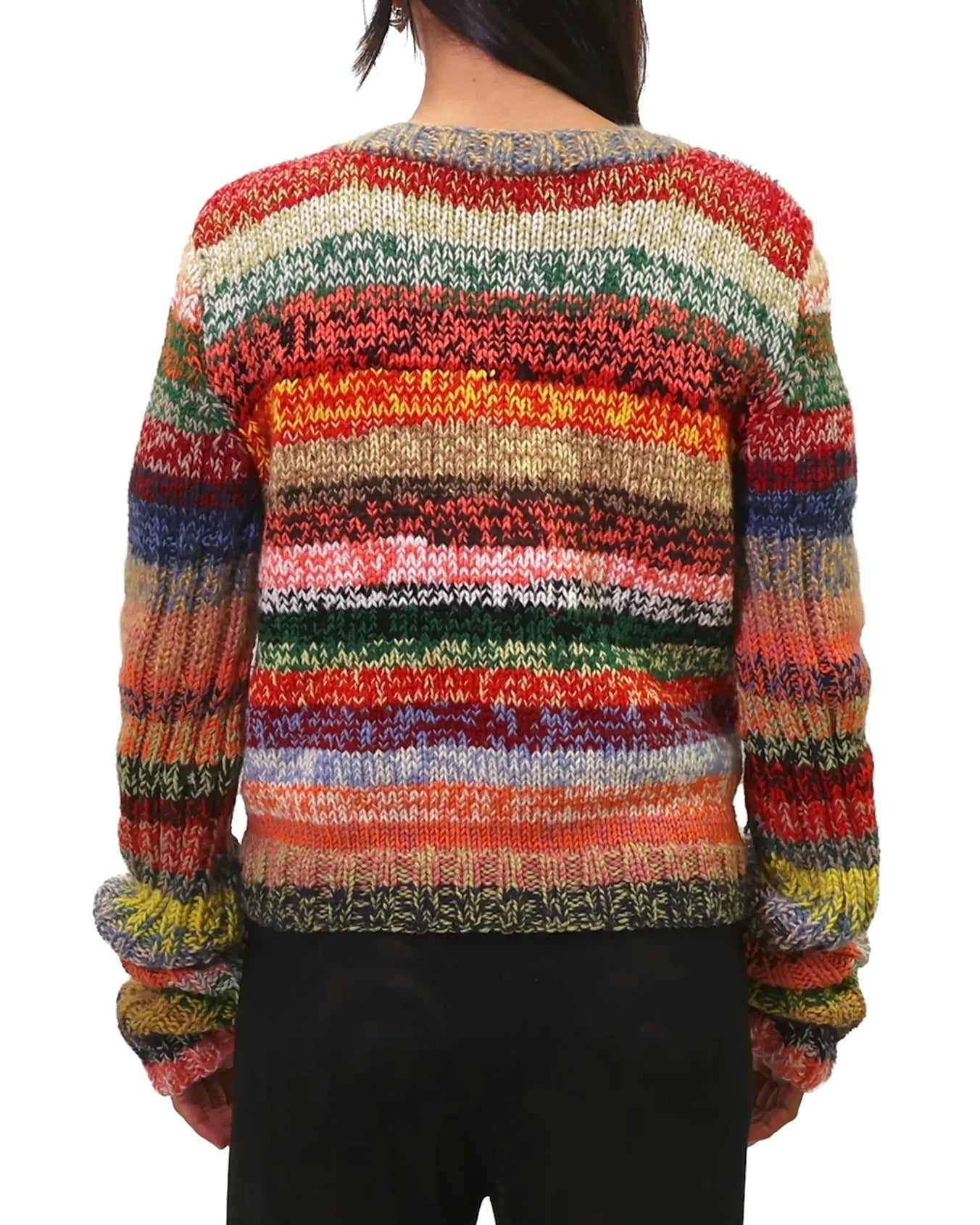 Ganimete | stripe knit cardigan with zip and wide neckline