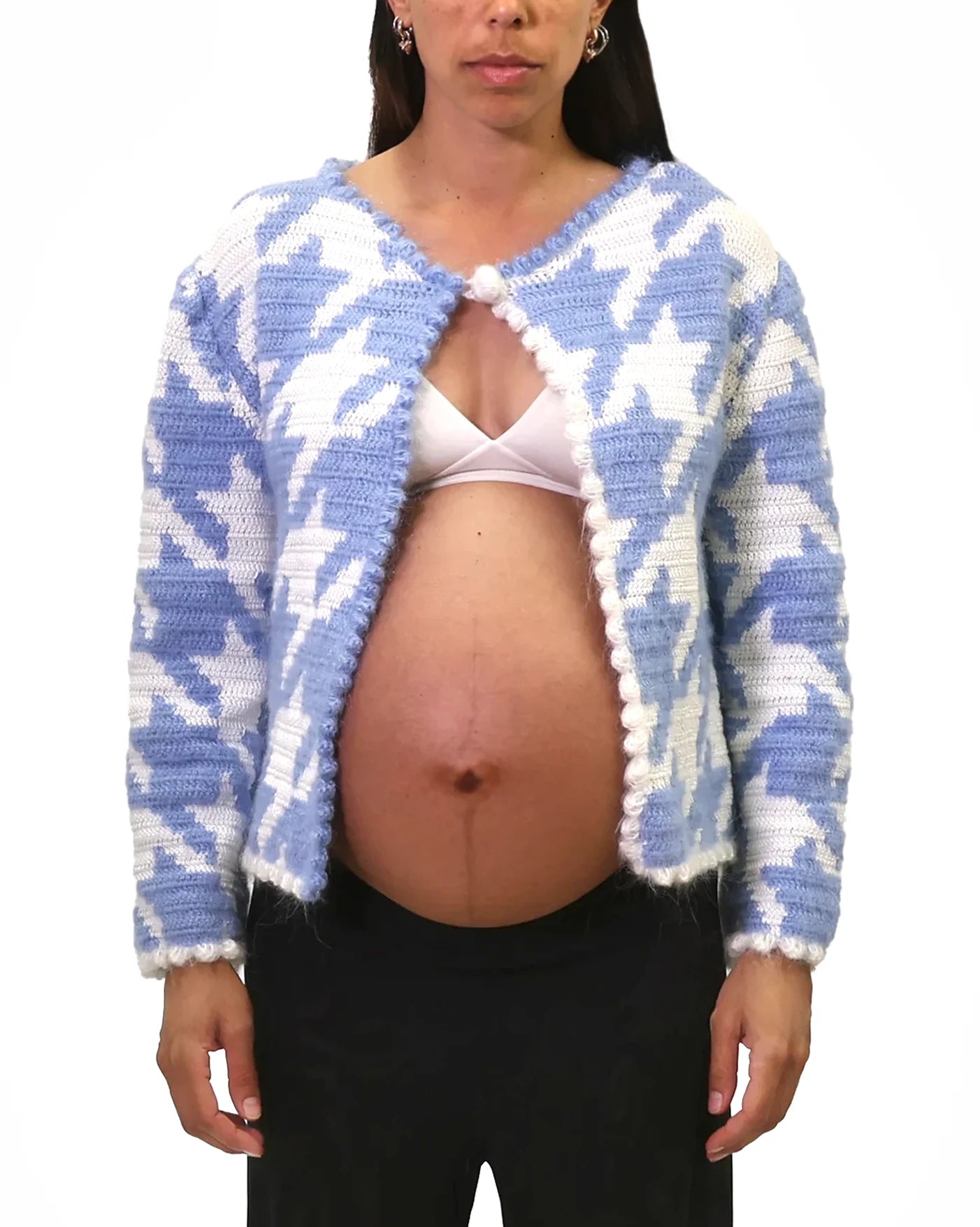 Saranda | pepita crochet cardigan reversible front back with one button