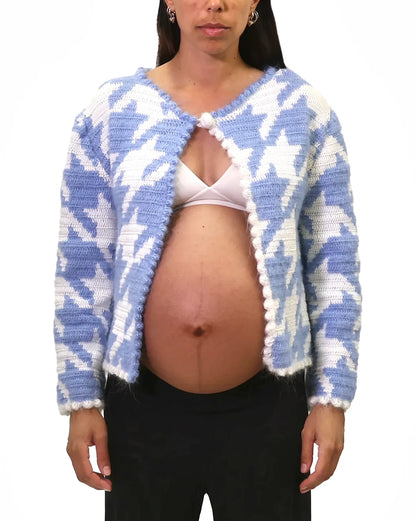 Saranda | pepita crochet cardigan reversible front back with one button