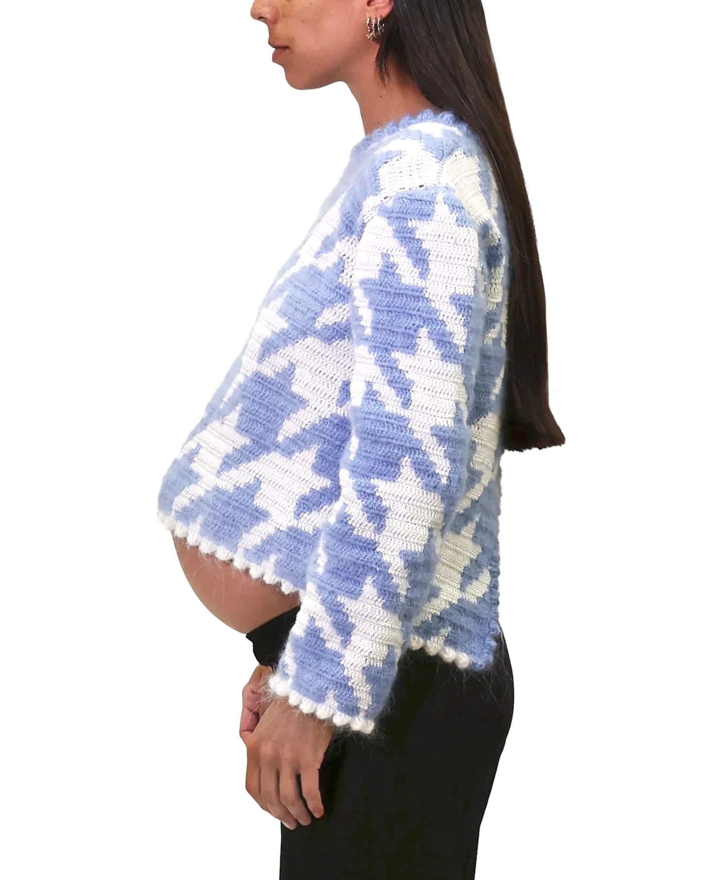 Saranda | pepita crochet cardigan reversible front back with one button
